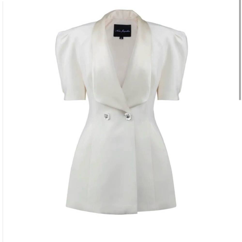 Nana Jacqueline White Silk Satin Mini Dress
